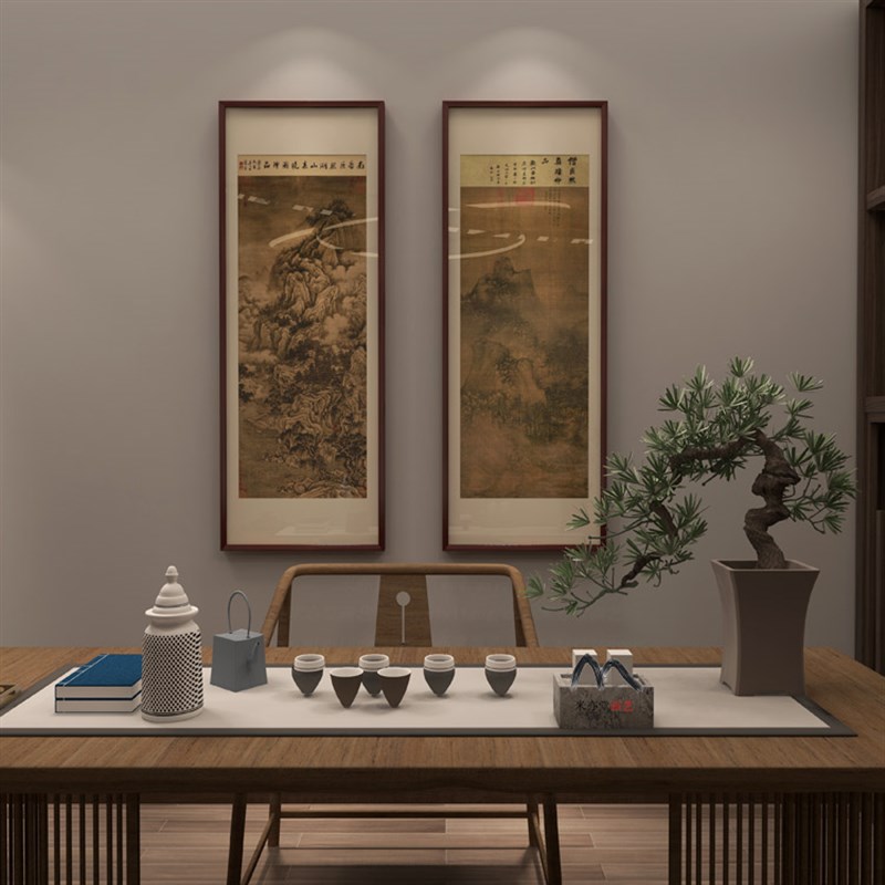 米亦堂x湖山春晓图 南唐巨然新中式山水国画客厅餐厅书房玄关挂画