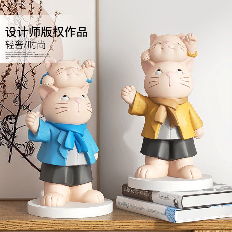 卡通猫咪公仔桌面摆件客厅玄关电视柜卧室床头创意装饰品生日礼物