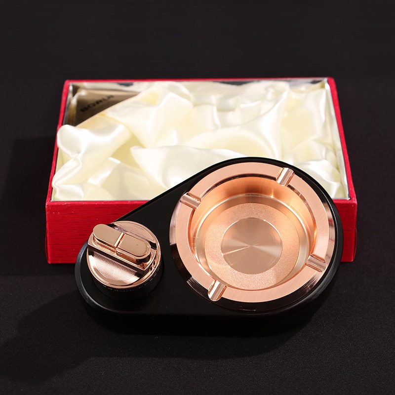 大仕缘合金烟灰缸带火机烟具送爸爸老公生日礼品套装新房结婚用品