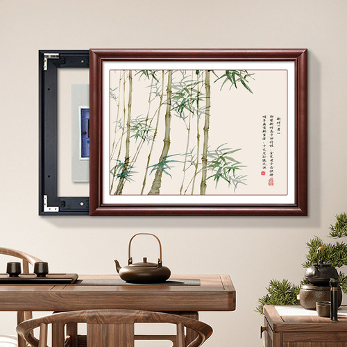 新中式电表箱装饰画国风遮挡配电箱挂画花鸟中式横版2026新款壁画