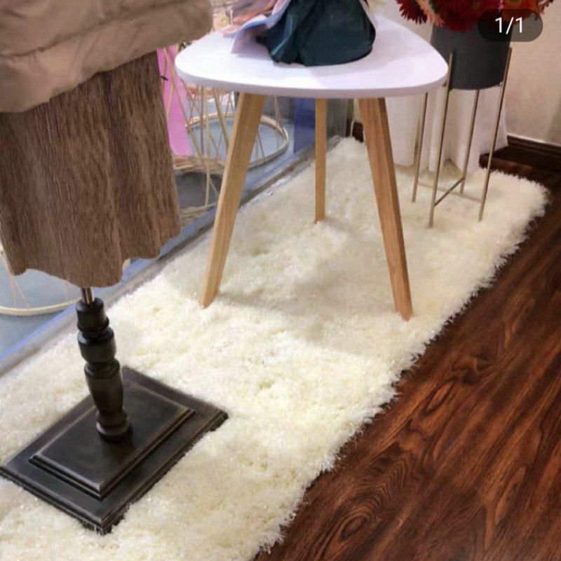 长毛加厚弹力丝白色地毯客厅茶几垫子圆形地垫服装店橱窗床边地毯