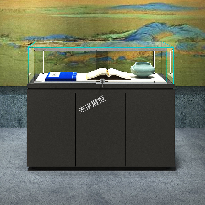 现货木质烤漆玻璃展示柜博物馆字画陈列柜公司产品企业文化展厅柜