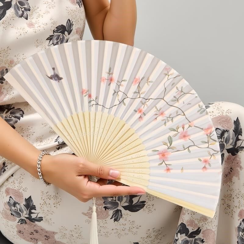 扇子折扇中国风夏天儿童折叠舞蹈扇古风汉服旗袍拍照随身携带竹扇
