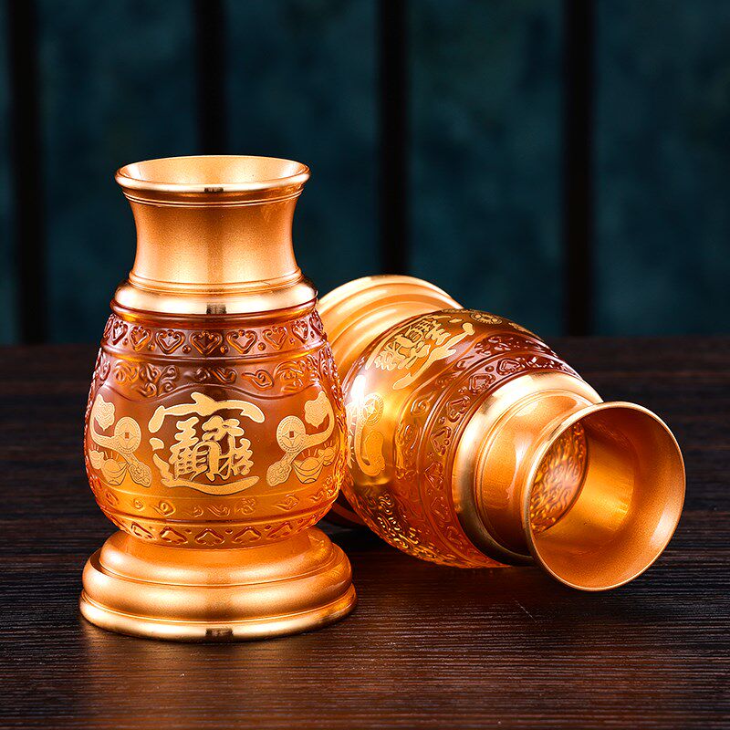 琉璃花瓶 莲花招财仙家观音多彩家用寺庙供台插花室内摆件 净水瓶