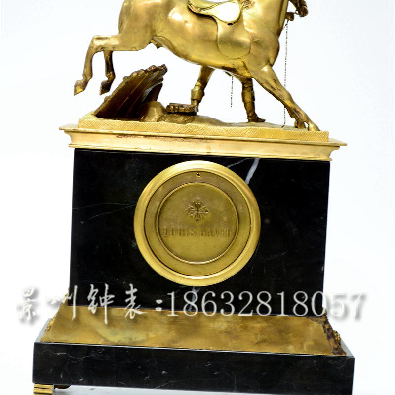 钟表 景州古钟 半金半旧 马上走点座钟 老式纯铜上弦机械古典钟表