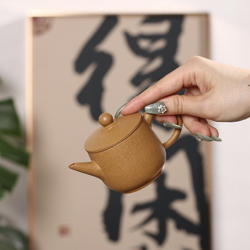 潮州手拉壶三杯段泥大口汉瓦壶工夫茶茶壶复古全手工壶出水好密封