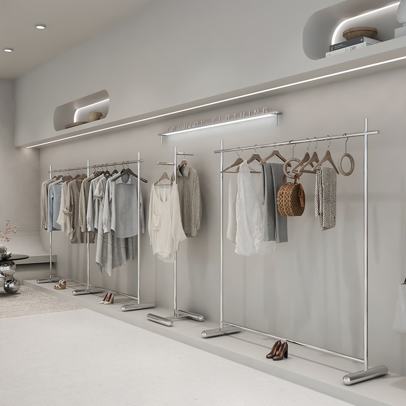 买手店服装店展示挂衣架陈列装饰道具女装中岛落地式不锈钢货架子