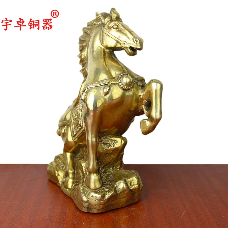 宇卓铜器 纯铜黄铜马到成功站山马生肖马铜马工艺品摆件