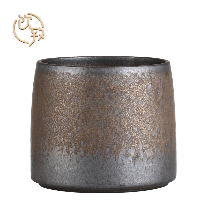 饮致鎏金粗陶杯洗大号家用日式建水茶渣水盂复古茶具配件茶洗茶道