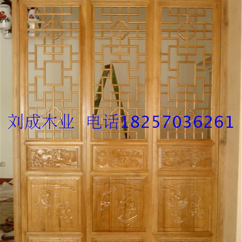 东阳中式仿古门窗实木镂空花格背景客厅雕花墙隔断屏风各种款式