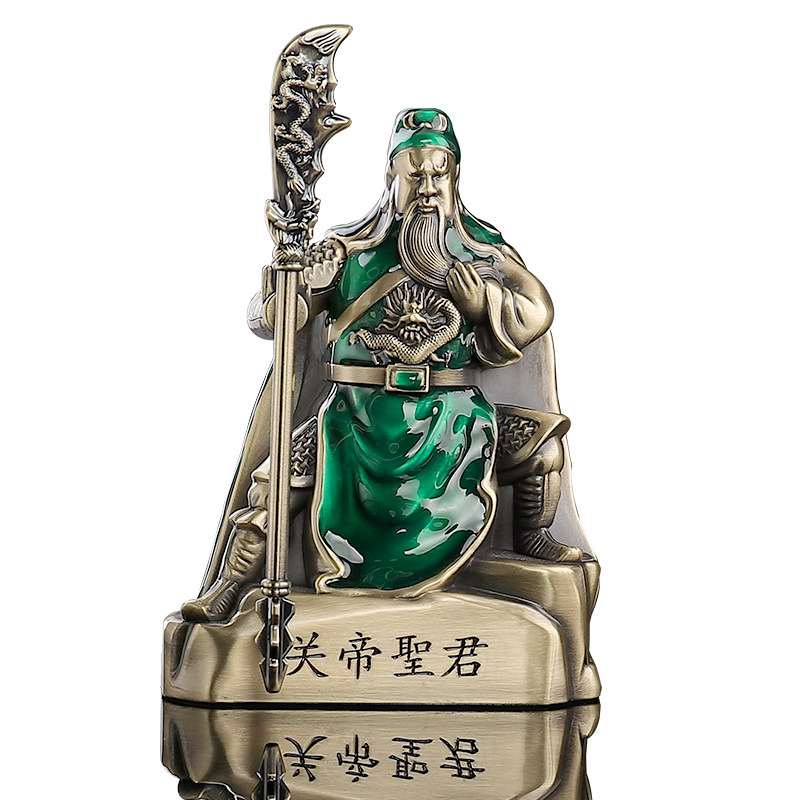 汽车内饰品摆件关公车载太阳能旋转香薰高档男士车用香水座装饰品
