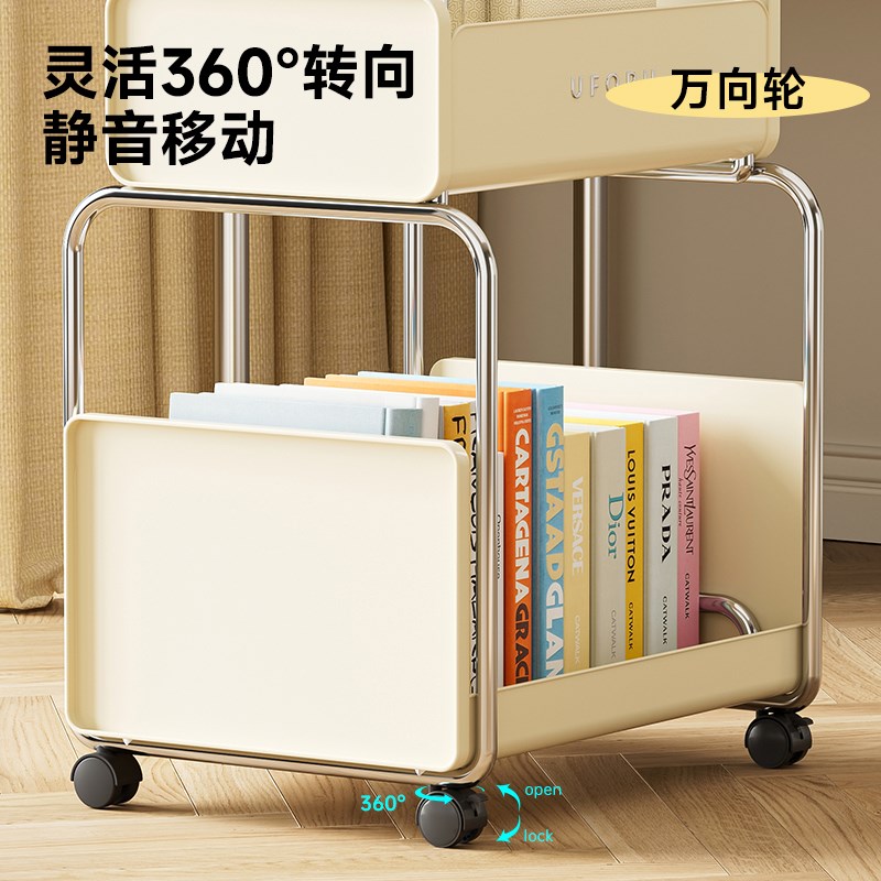 书桌下置物架学生书本课本书包收纳筐初中生宿舍带轮小推车书架子
