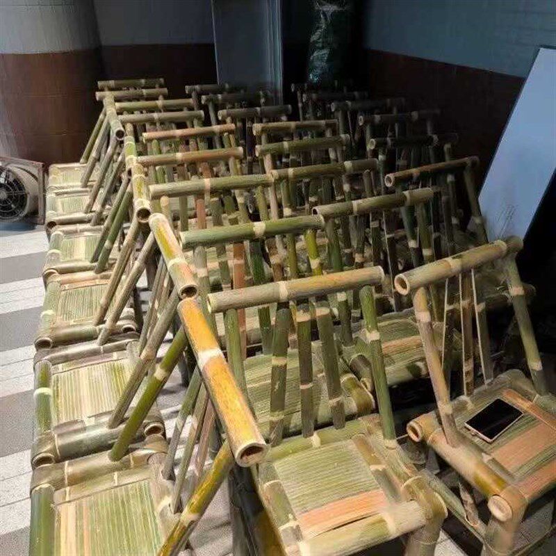 古朴年代靠背椅家用户外庭院休闲凳子手工编织天然楠竹藤编餐椅