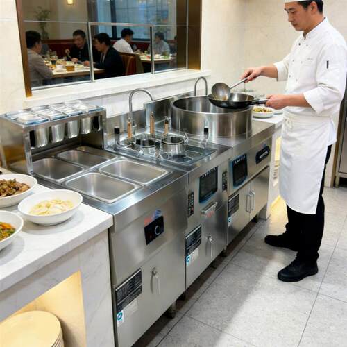商用煮面炉自动升降熬汤炒菜电磁组合炉定制多头炉牛羊汤锅粉面馆