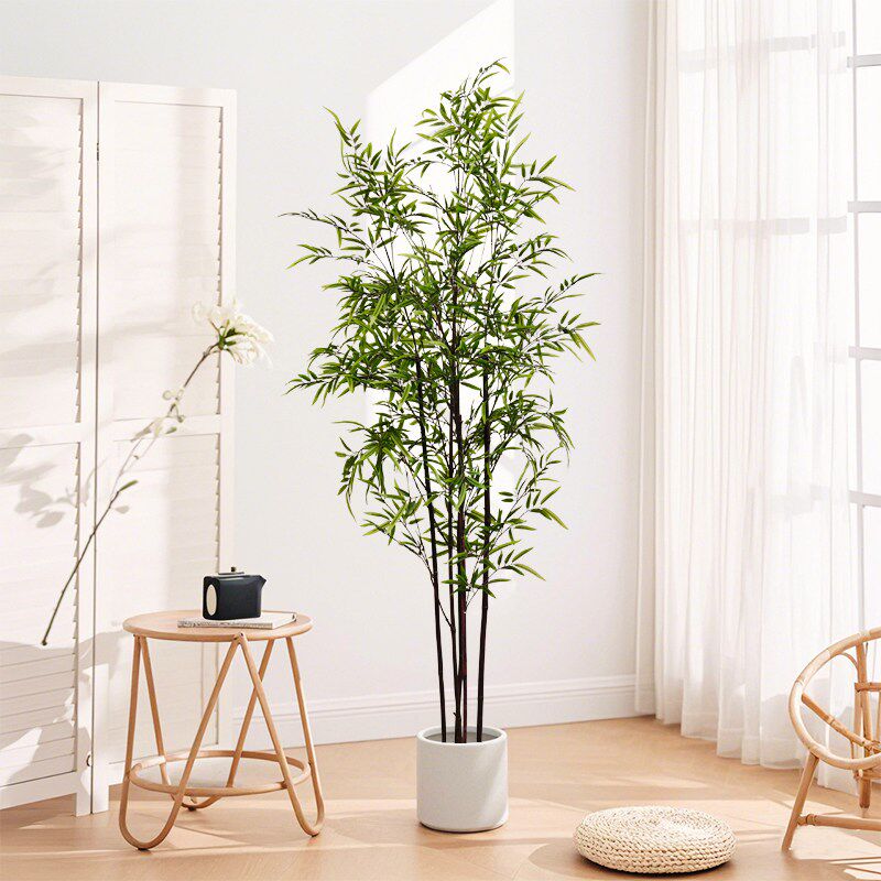 新款大型仿真树紫竹子绿植植物室内客厅造景竹叶装饰摆件假树盆栽
