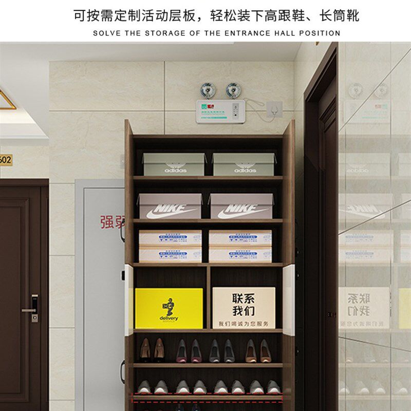 家用门外带锁鞋柜电梯间走廊门口带轮可移动收纳柜大容量储物鞋柜
