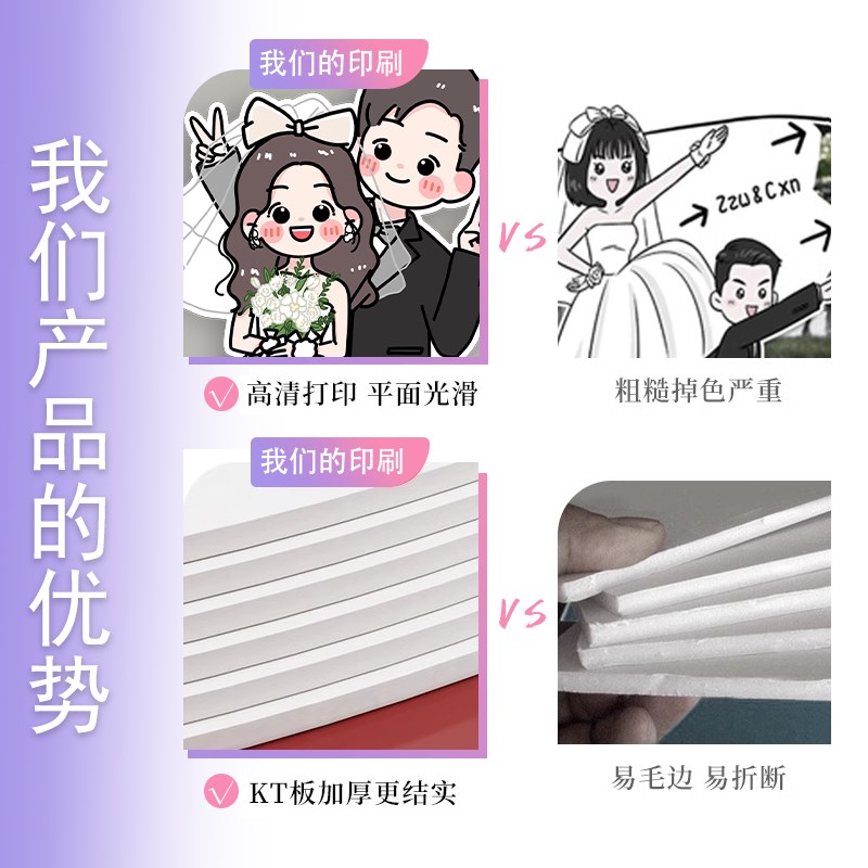 婚礼人形立牌手绘卡通定制 迎宾kt板素材海报指示牌立体落地展板