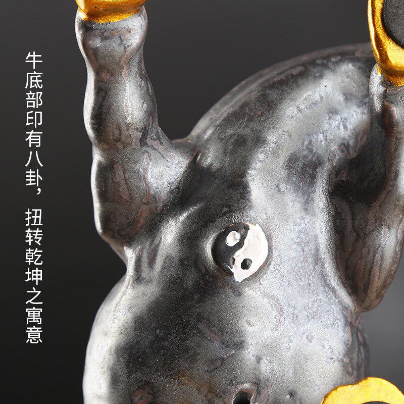 华尔街牛大号陶瓷牛摆件红色招财风水摆设办公室客厅桌面开业礼品