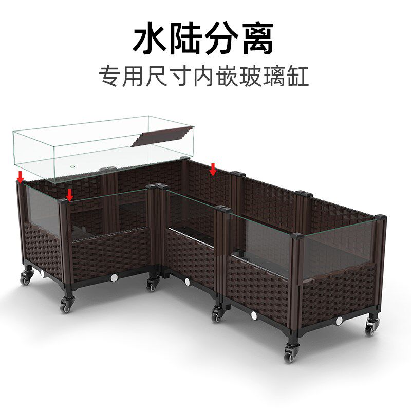 乌龟饲养缸水陆养龟养殖箱生态环境大号深水内嵌玻璃缸巴西草龟缸