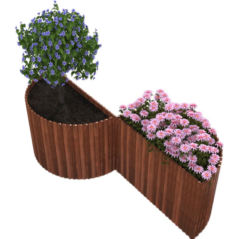碳化防腐木花箱半圆形花盆实木种植箱异形扇形花槽型户外庭院定制