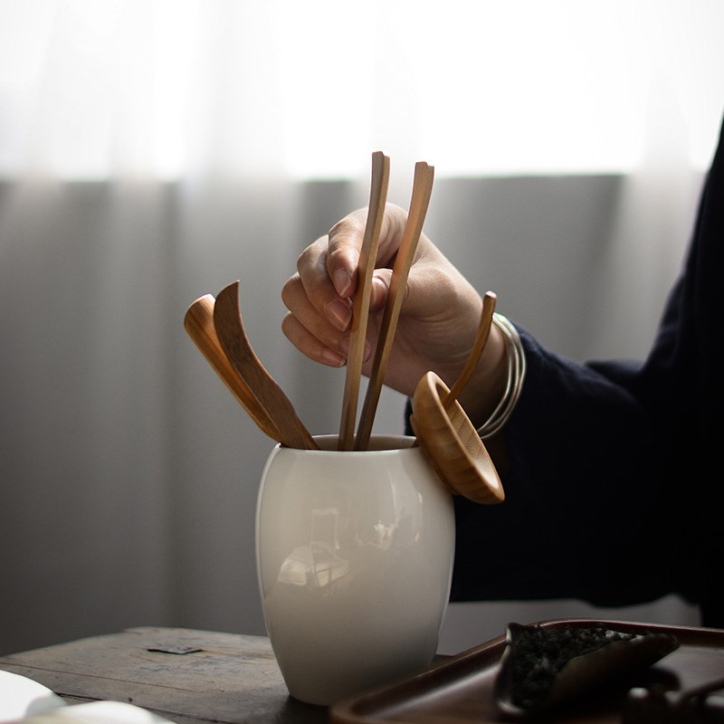白瓷茶道六君子茶艺泡茶套装茶勺茶针刀夹子功夫茶具配件用品大全