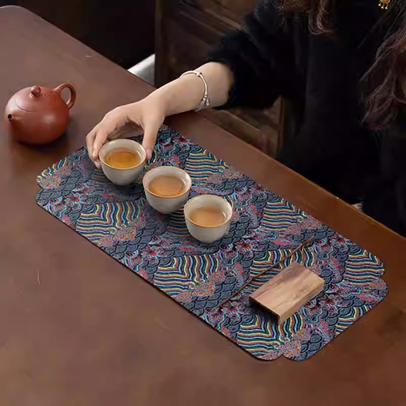 茶席双面茶具吸水中式茶巾防水茶桌茶垫桌垫隔热干泡垫子布艺杯垫