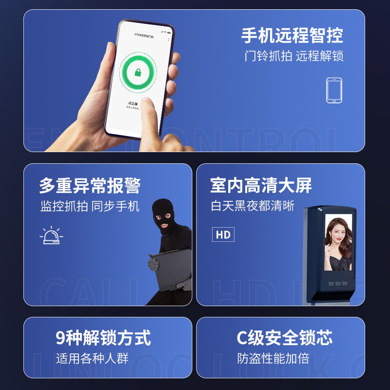 德施曼人脸识别指纹锁防盗门智能门锁全自动可视对讲电子密码锁十