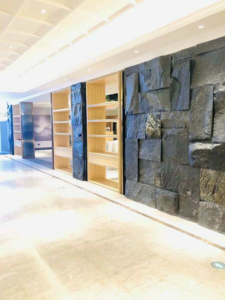 天然大理石白黑灰色文化石仿古客厅电视背景墙自然面毛石外墙石材