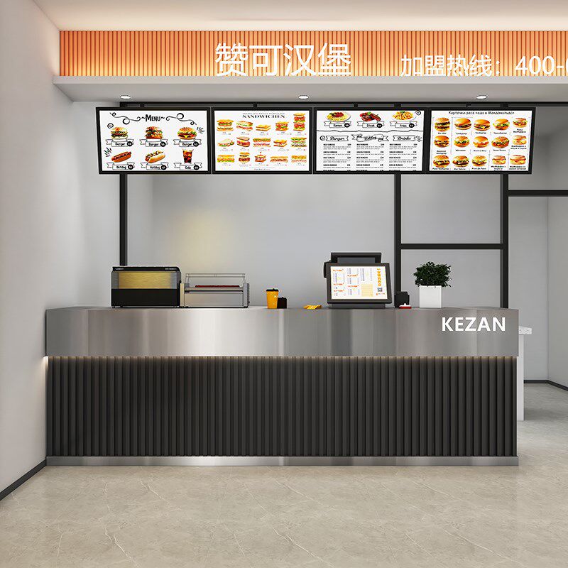 餐饮店吧台奶茶店咖啡馆收银台前台不锈钢台面接待台