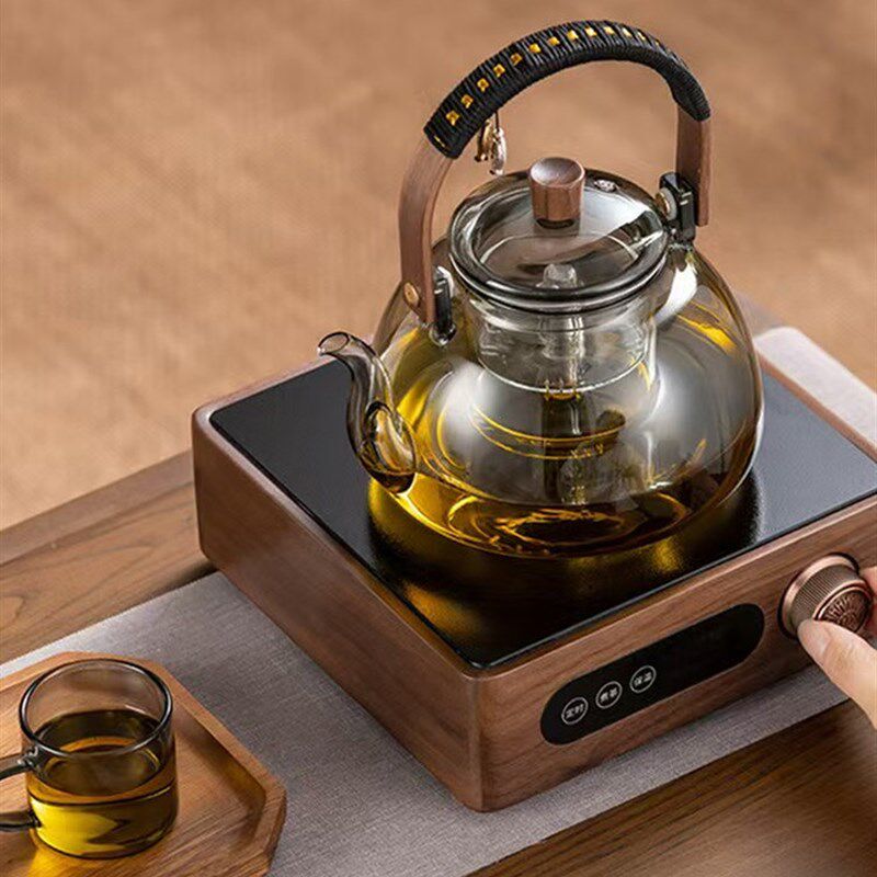 北美黑胡桃实木电陶炉1500W电陶炉茶壶套装大功率煮茶电陶炉