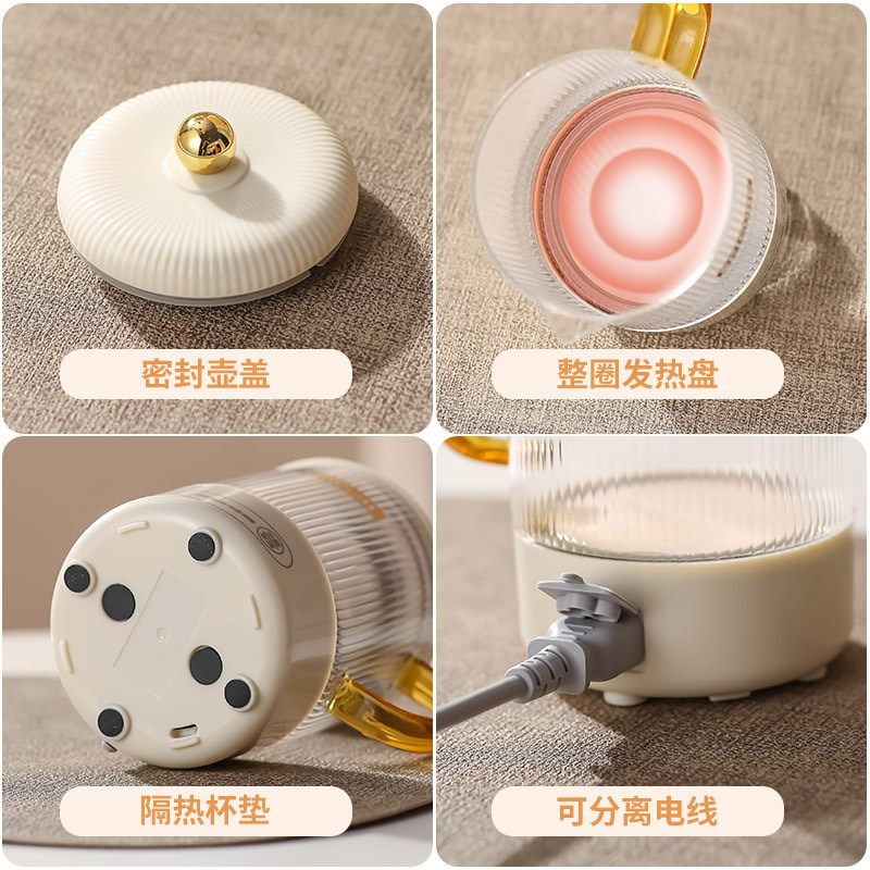 小型煮茶壶养生壶炖煮一体全纯玻璃办公室迷你烧水壶家用多功能杯