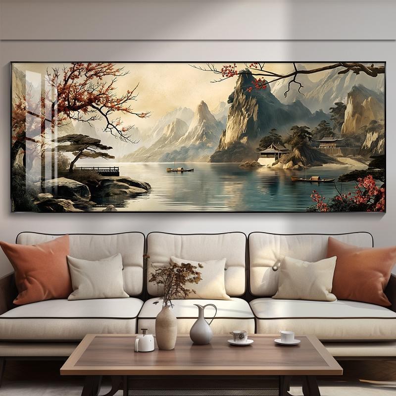 新中式客厅装饰画水墨画沙发背景墙壁画办公室山水画现代简约挂画