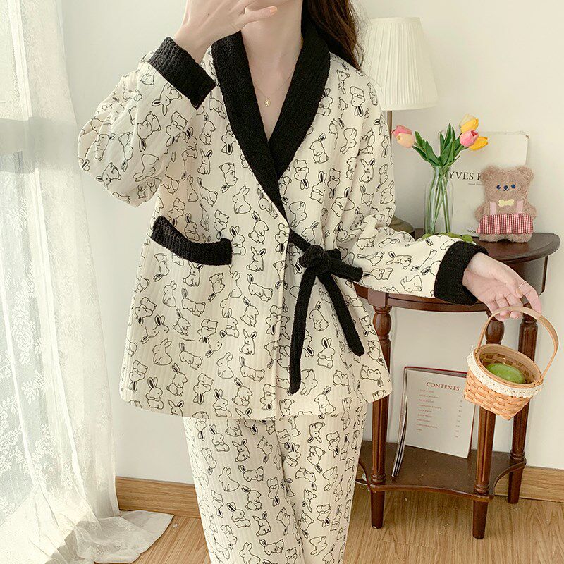 春秋季孕妇睡衣大码200斤月子服秋冬款空气棉产后哺乳喂奶居家服