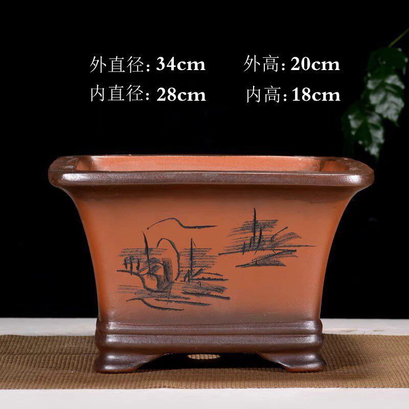 紫砂花盆四方形陶瓷大号特价家用阳台绿萝多肉小老桩专用盆景