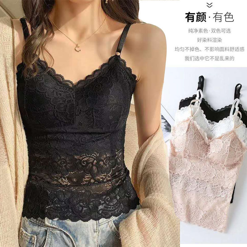 2021款外穿美背文胸长版背心乳胶胸罩加厚小胸聚拢蕾丝内衣女