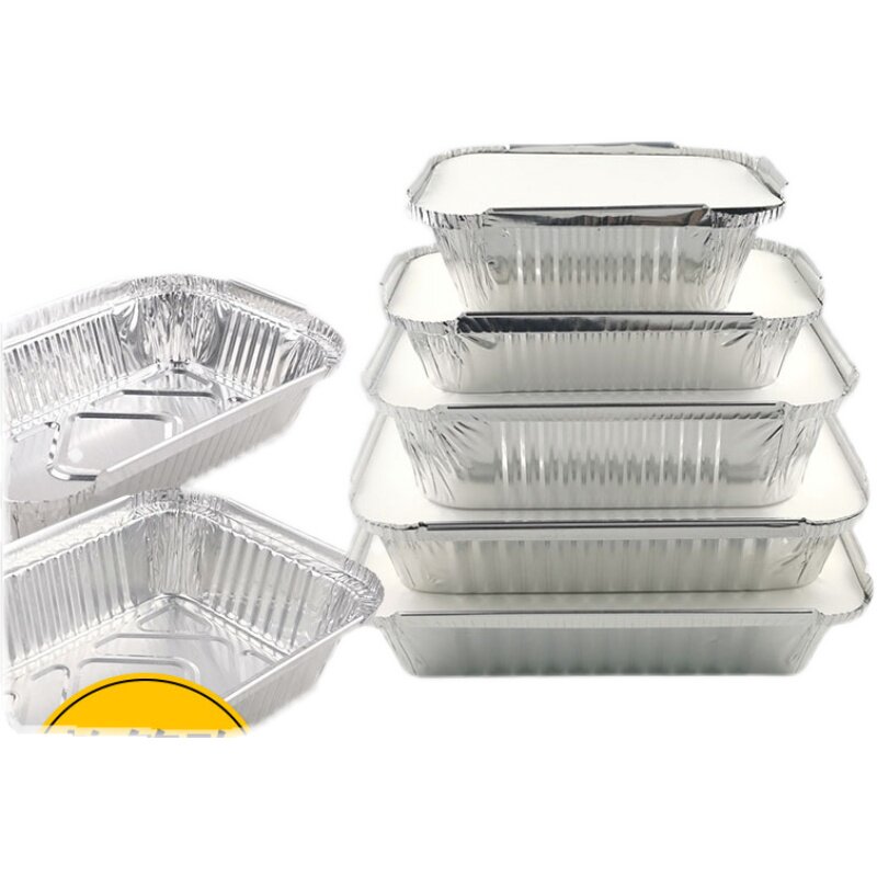 锡纸盒烧烤专用长方形锡纸盘商用烤鱼一次性外卖打包铝箔餐盒带盖