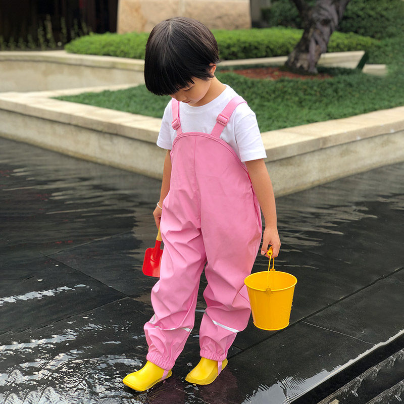 儿童下水裤背带雨裤雨衣雨具防水海滩玩水男女童小中大幼儿园宝宝