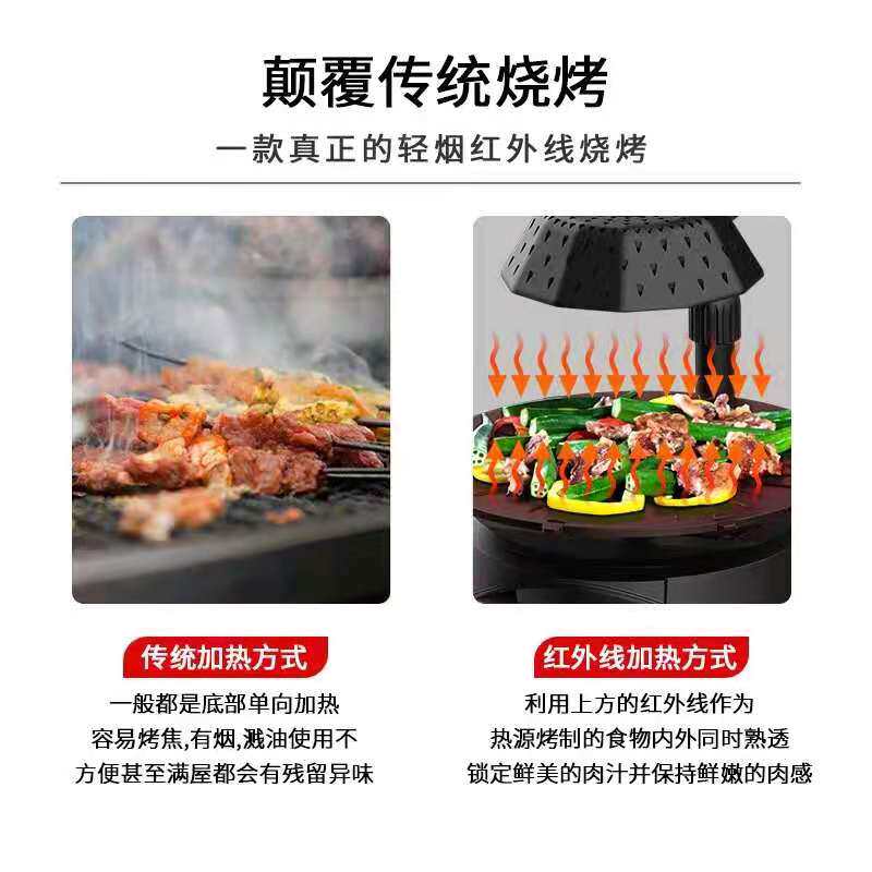 电烤炉3D红外线烧烤炉家用无烟电烧烤炉不粘烤肉多功能电烧烤机