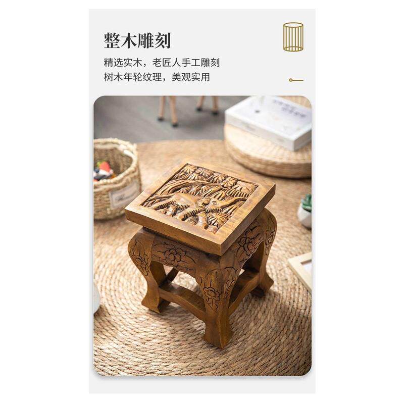 实木小方凳新中式家用板凳创意客厅原木换鞋小凳子茶几简约矮凳