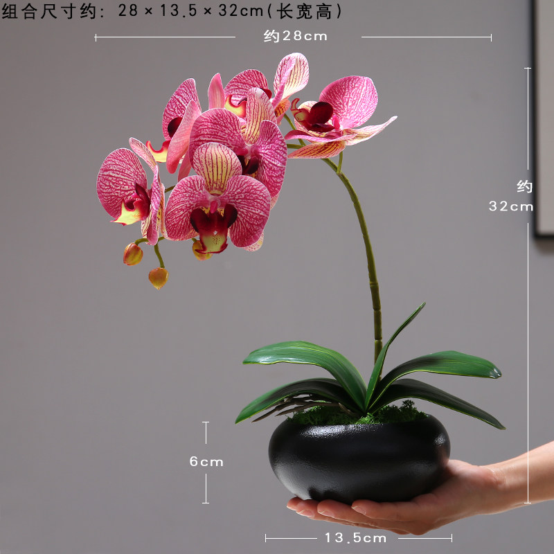蝴蝶兰仿真花摆件室内客厅假花干枝装饰电视柜盆栽餐桌茶几假绿植
