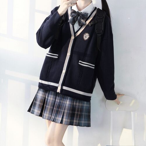 【刺篇】新款JK/DK制服本聿中男女宽松落肩针织毛衣开衫外套秋冬