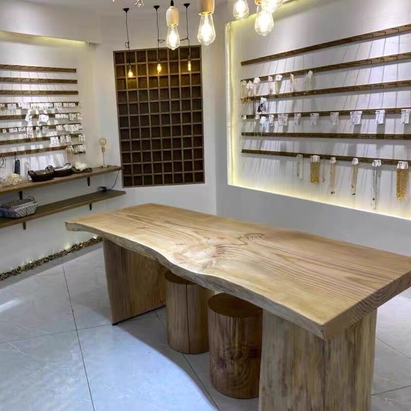 饰品店展示桌中岛流水台服装店实木大板展示台童装店中间摆放桌子