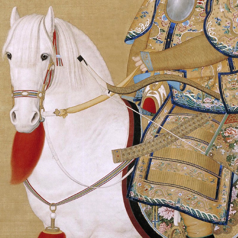 网红乾隆大阅图郎世宁古代清朝皇帝画像人物骑马装饰画新中式仿古