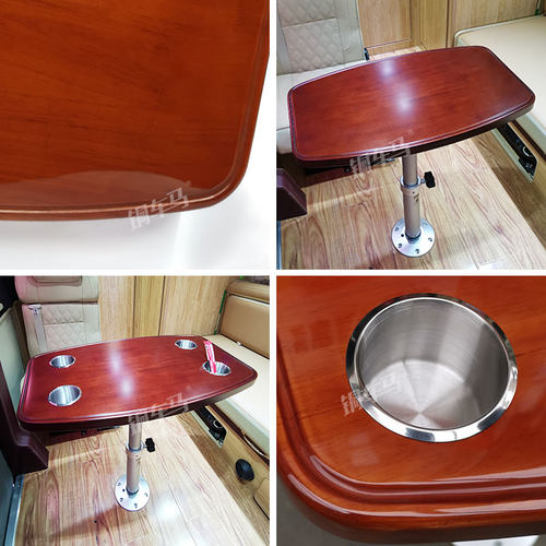 【店主推荐】铜车马纯实木房车专用升降桌折叠桌商务车桌餐桌吧台