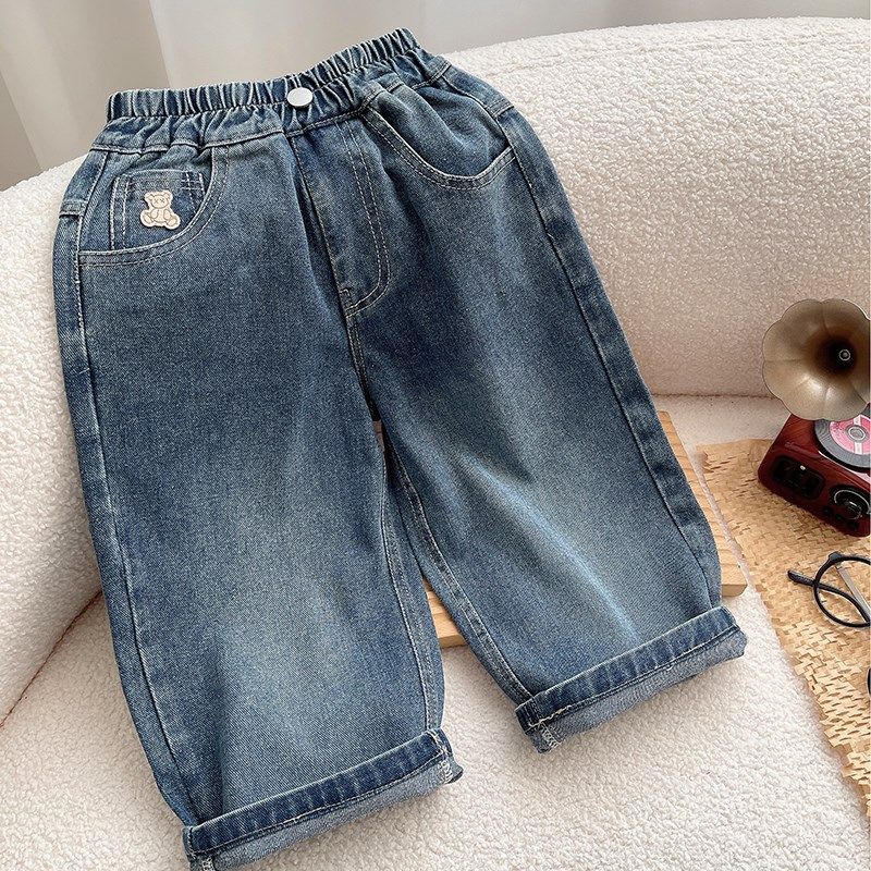 男童牛仔裤春秋款儿童宽松直筒裤子2025新款男孩宝宝春季休闲长裤
