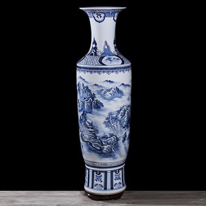景德镇青花陶瓷手绘落地大花瓶源远流长家居客厅时尚酒店装饰摆件