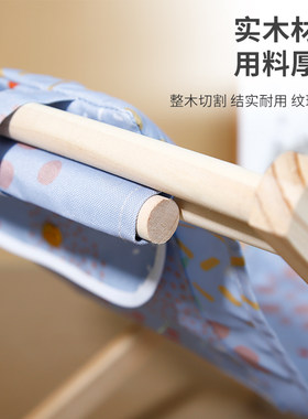 简约实木儿童户外沙滩椅拍照道具小号阳台午休椅民俗创意帆布椅