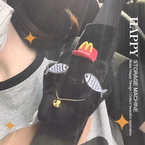 HAPPY 可爱麦麦摸鱼猫汽车安全带肩套车载防勒护肩车内饰品男女款