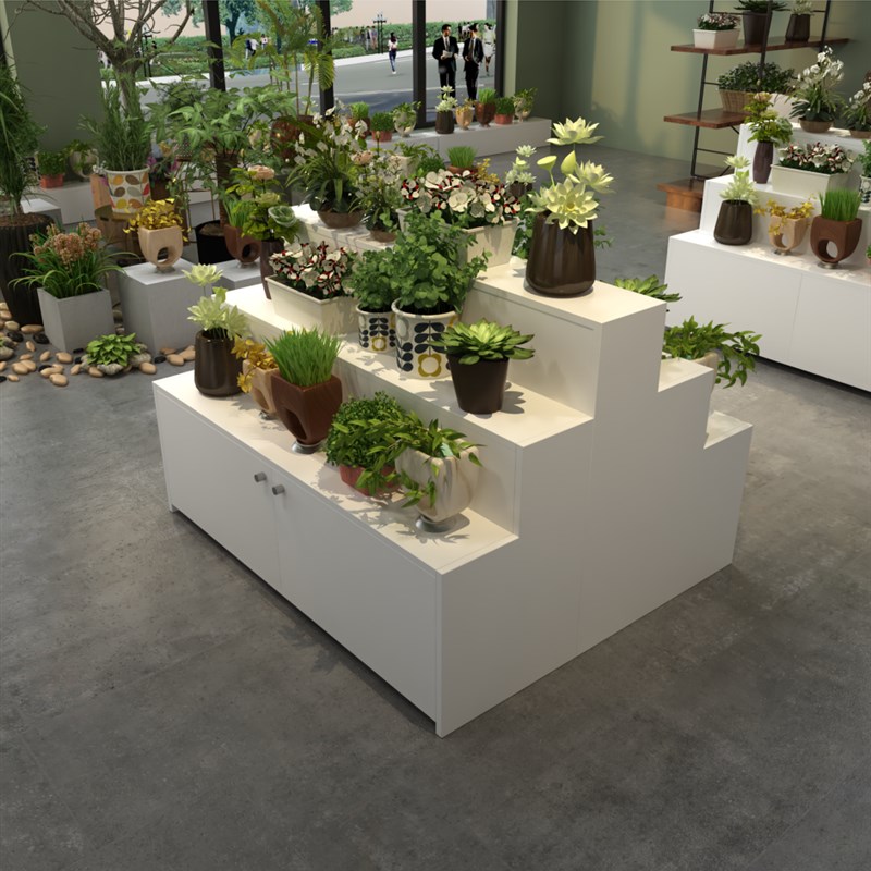 台阶型中岛柜梯形货架阶梯展示架鲜花店置物架鞋帽展架礼品展示柜