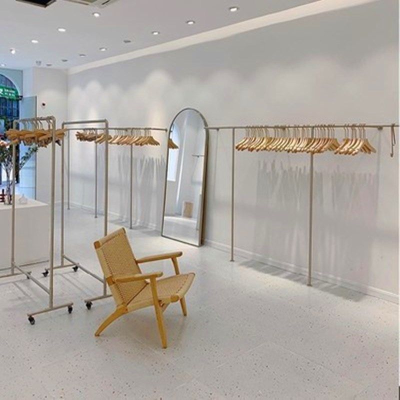 服装店展示架陈列架女装童装上墙网红挂衣杆不锈钢货架落地挂衣架